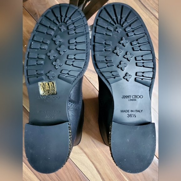 Jimmy Choo Brushed Suede Combat Boots with Crystals, Size 36½ - Picture 10 of 11